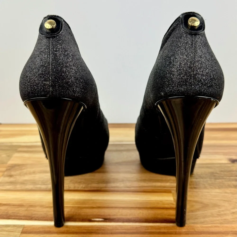 Michael Kors Black Glitter Platform Pumps Heels Party Evening‎ Shoes Womens 10